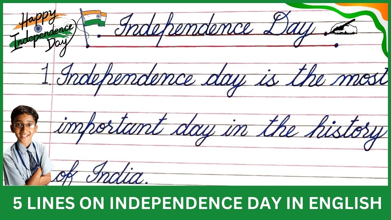 5 lines on independence day in Cursive Writing | Independence Day 5 ...