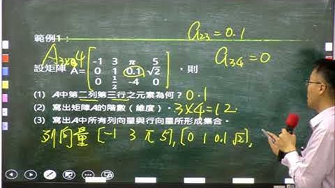 線性代數第一章單元一：矩陣定義與基本運算(1/2)