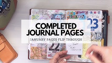 Completed Journal Pages Flip Through - January Hobonichi Cousin creative journalling memory keeping