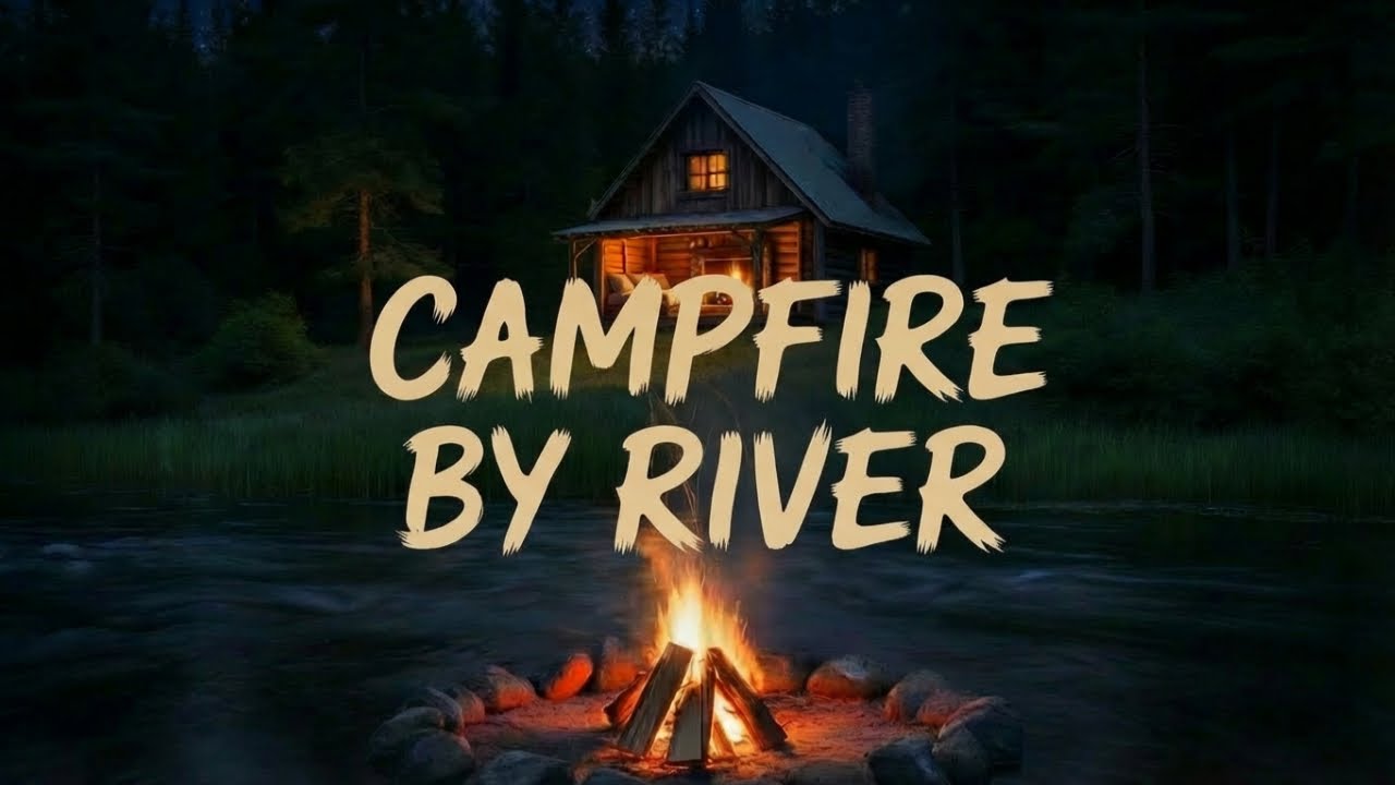 10 Hrs. Cozy Campfire & Cabin by Forest Lake 🌲 Night Nature Sounds for Deep Sleep