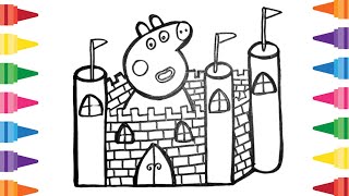 Peppa Pig making the Castle 🐷 🏰 Drawing and Coloring for Kids and Toddlers