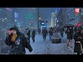 4k 2022 first heavy snow in gangnam seoul walking in blizzard  quitting time rush hour korea