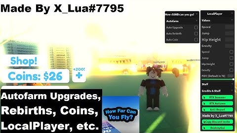 OP Script for 🎃How Far Can You Fly? 🎃 | Autofarm Upgrades, Rebirths, Coins, LocalPlayer, etc.
