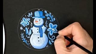 Как сделать новогоднюю открытку со снеговиком.