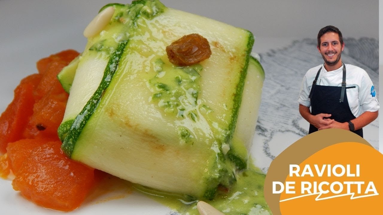 Raviolis de calabacín rellenos de queso ricotta italiana
