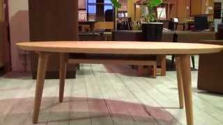 【デザイン家具.com】 高級家具 かわいい北欧デザインの棚板付センターテーブル 楕円形 オーバル