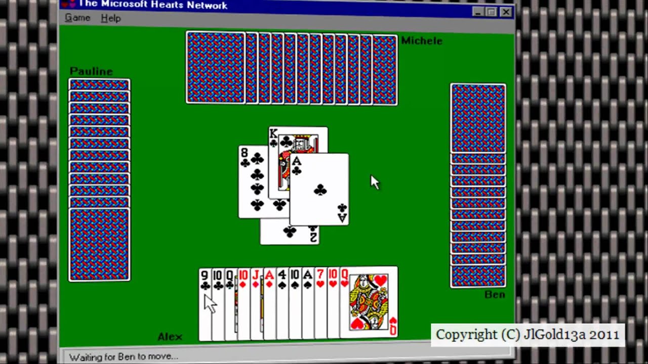 Playing Microsoft Hearts in Windows 95