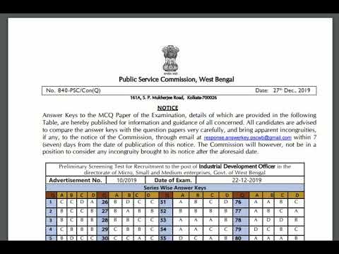 WBPSC IDO Official Answer Key Given...Link Given Below