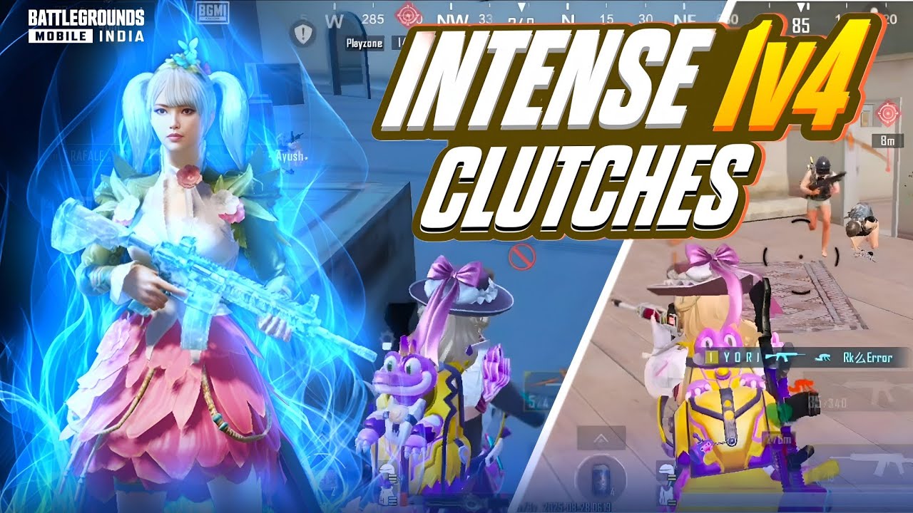 Intense 1v4 Clutches | Solo vs squad Conqueror Iobby Clutches | BGMI ...
