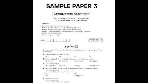 CBSE 12th Term-1 2021-22 : Informatics Practices Sample Paper-3 with Solution