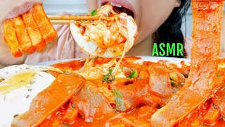 ASMR Wide Glass Noodles & Long Spicy Rice Cake & EXTRA Cheese ︎ No Talking suellASMR