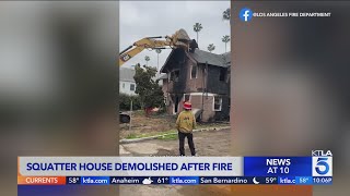 Squatters' house demolished in Hollywood