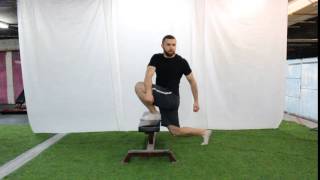 Stride Stretch on Bench with Rotation - An Exercise Demo by Optimizing Athleticism