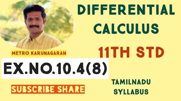 11th Std Maths Ex.10.4(8) Find the derivatives of tan(x+y) + tan (y-x)= x