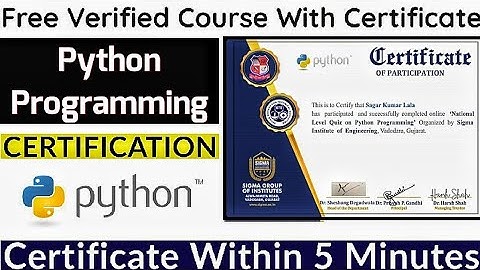Python Programming Free Certificate | Free Quiz  | Free Certificate | Free Courses With Certificate