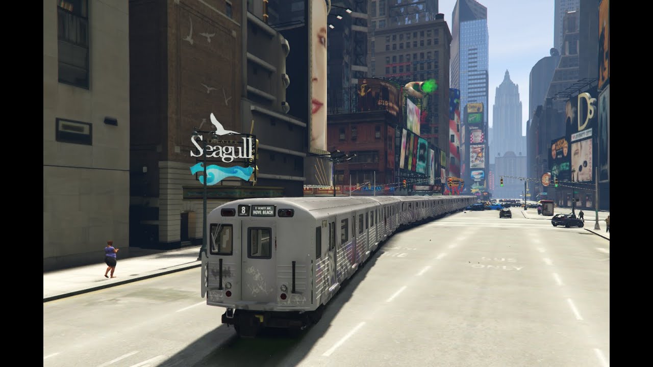 GTA V Liberty City - Train on Road Destruction!