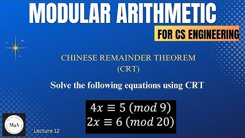 Best Example On Chinese Remainder Theorem||ModularArithmetic||CRT in cryptography||DrSujataT
