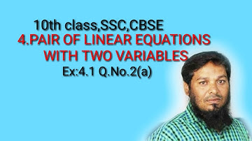 10th class SSC,CBSE (LINEAR EQUATIONS)Ex:4.1Q.No(2,a)llft: Roshan Sir