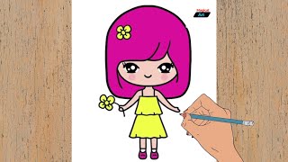 Cute Doll drawing and colouring ||Doll drawing tutorial #dolldrawingeasy#dolldrawing