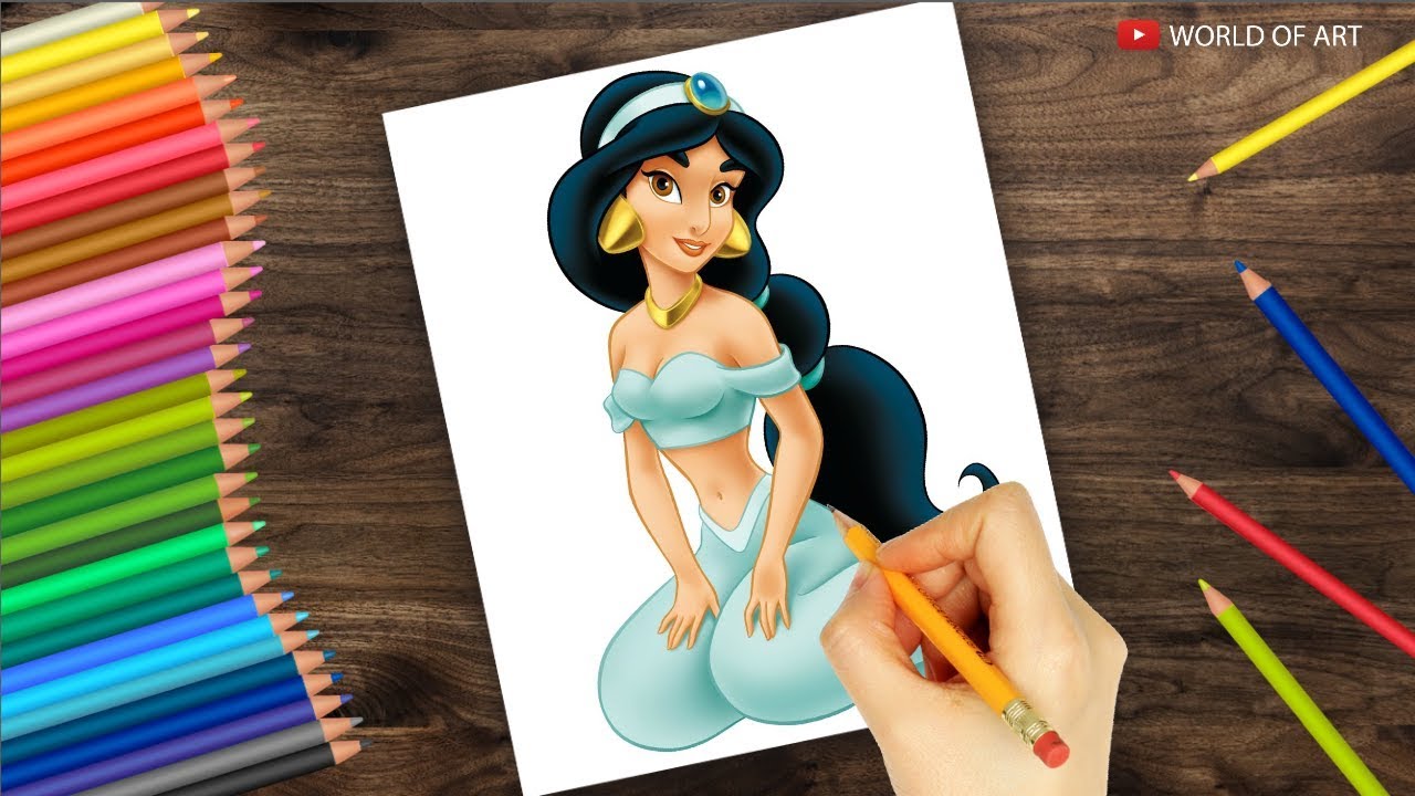 How to draw Princess Jasmine | aladdin | aladdin and jasmine - YouTube