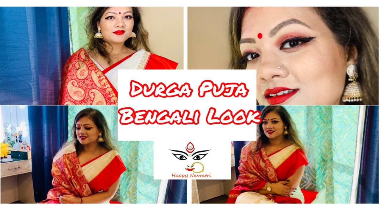 DURGA PUJA MAKEUP/TRADITIONAL BENGALI MAKEUP TUTORIAL 2019 //GRWM for navratri//navratri look 2019 makeup artist