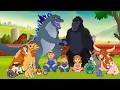 A-Hunting We Will Go Godzilla & King Kong Farm Animals Adventure -Preschool Songs for Circle Time