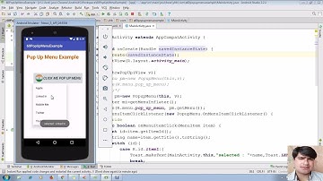 64 Pop Up Menu In Android | Android app development tutorial for beginners using Android studio