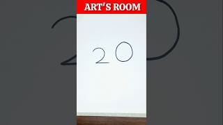 How To Draw a Cute Cat With Number 20 🐱 | Easy Drawing for Beginners #shorts #drawing