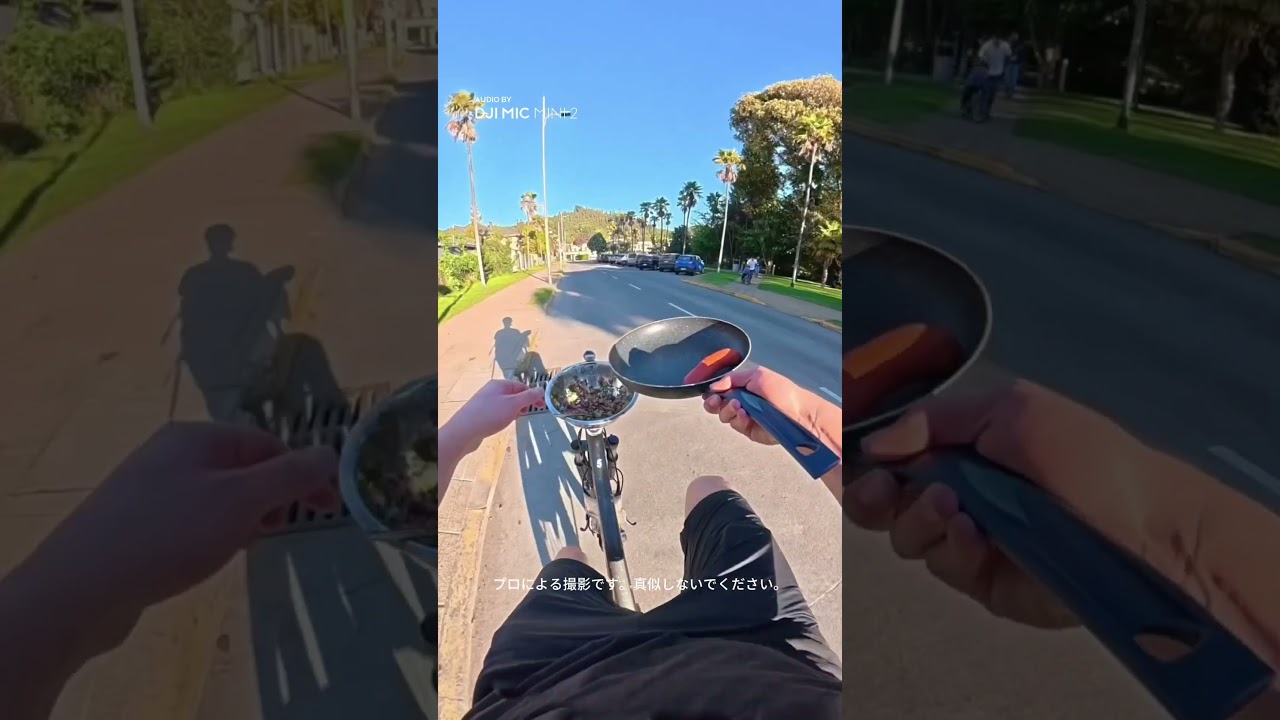 朝ごはん作りながら自転車って何事!?😂🚲