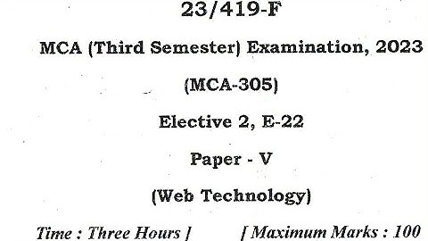 Web Technology॥MCA(Third Sem)॥ 2023 Model Paper॥#vbspu#computerscience #college #study#studymaterial