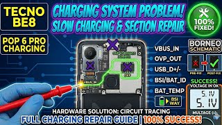 Tecno Pop 6 Pro BE8 Charging Problem Solution | Slow Charging &amp; OVP IC Bypass | Battery BSI ID Ways✅