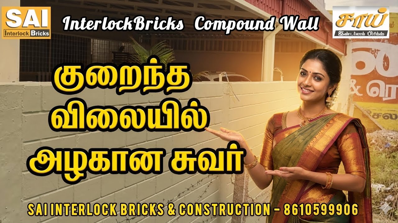 குறைந்த செலவில் காம்பவுண்ட் சுவர்! 😲 | Low Cost Compound Wall Construction | Sai Interlock Bricks