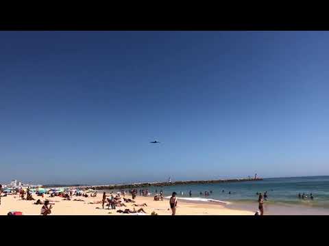 Hi Fly A380 overflying Falésia Beach, Algarve