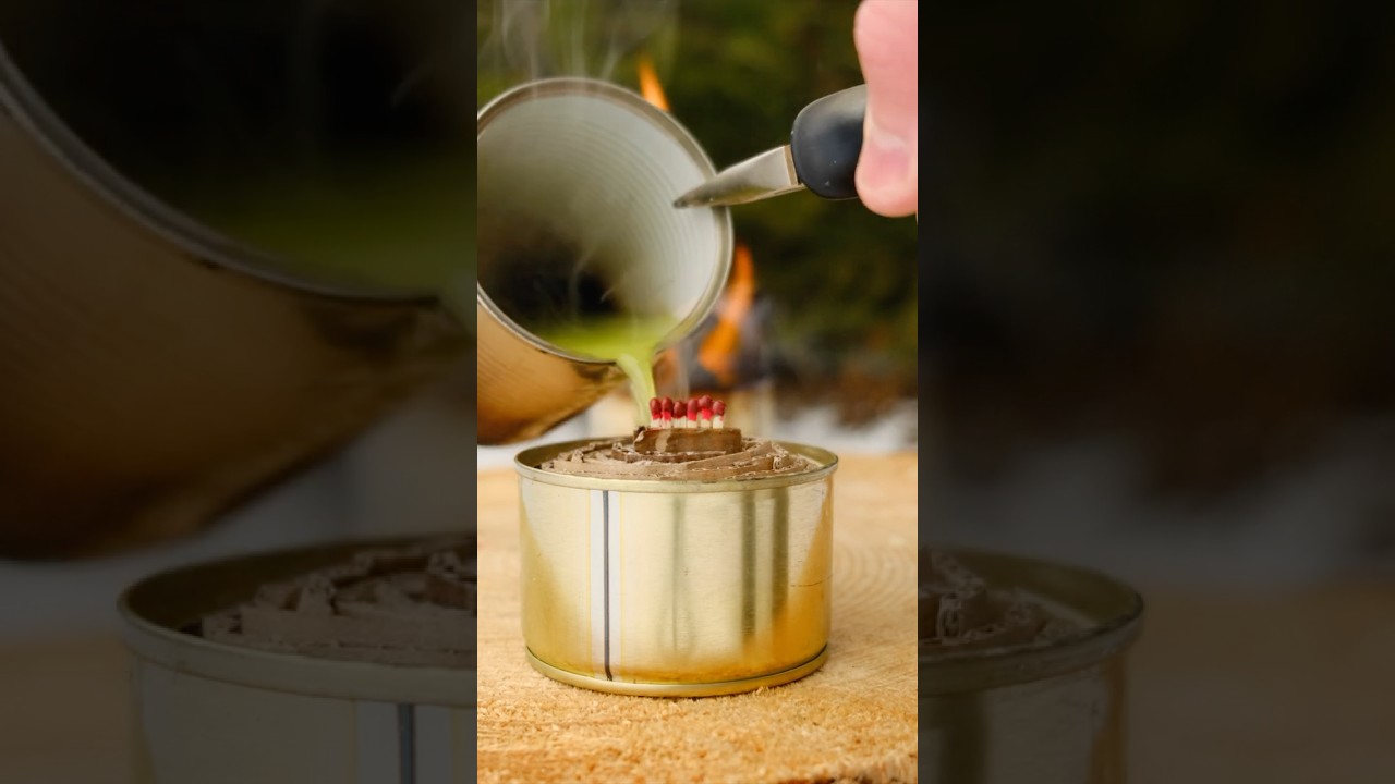 DIY All-Weather Burner in 5 Minute Survives Wind, Rain & Snow. #camping #survival #skills