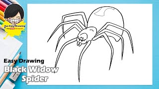 Easy Drawing Black Widow Spider