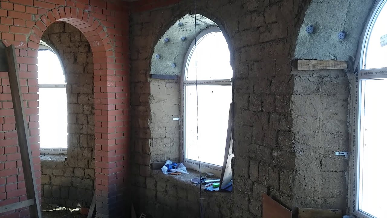 Откосы и утепление для расширяющихся арок в саманном доме. Окна не в четверть.