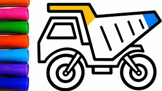 How to Draw and Color a Dump Truck Easy Step by Step🚚🚛🛻🚒|Big Marker Coloring |🌈Coco Kids Drawings 