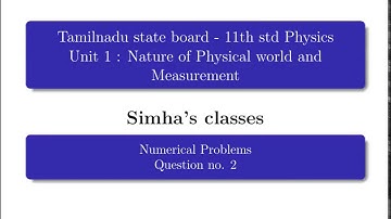 TNSCERT +1 Physics Unit 1 Nature of Physical world and Measurement Numerical 2 Explained in Tamil