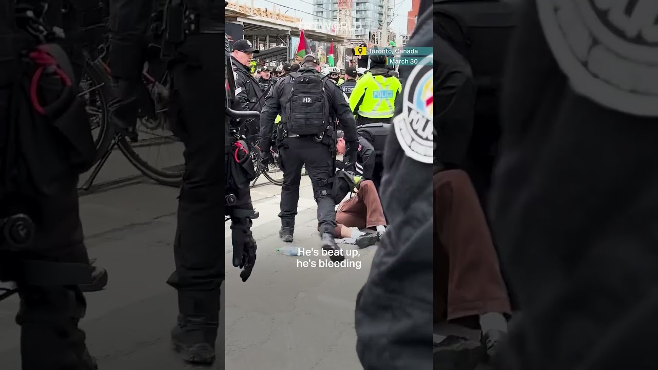 Canadian Police Attack Pro Palestine Demonstrators At Toronto Protest
