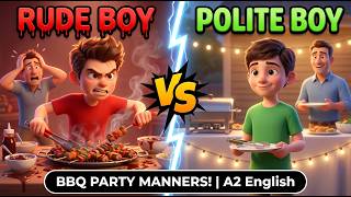 RUDE BOY vs POLITE BOY | Manners at a BBQ Party | Party Manners | Slow English Story | Episode 13 screenshot 4