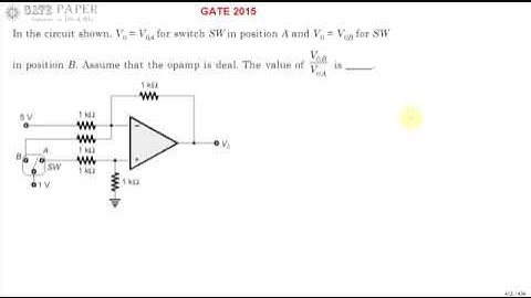 GATE 2015 ECE Application of OP AMP as Adder and Subtractor