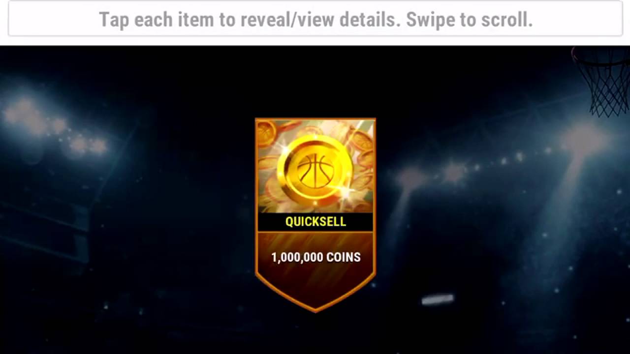 Nba live mobile 1 million coins quicksell pack!!!