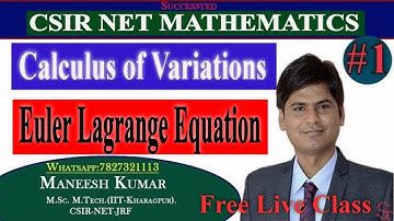 Calculus of Variations | Euler Lagrange Equation | CSIR NET MATHEMATICS | Lec-1 | Gate Mathematics