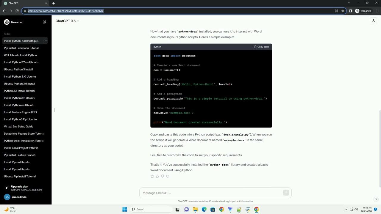 How to install pip install python docx youtube