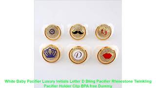 White Baby Pacifier Luxury Initials Letter D Bling Pacifier Rhinestone Twinkling Pacifier Holder Cl