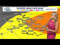 Hot and humid with a risk of strong storms on Wednesday