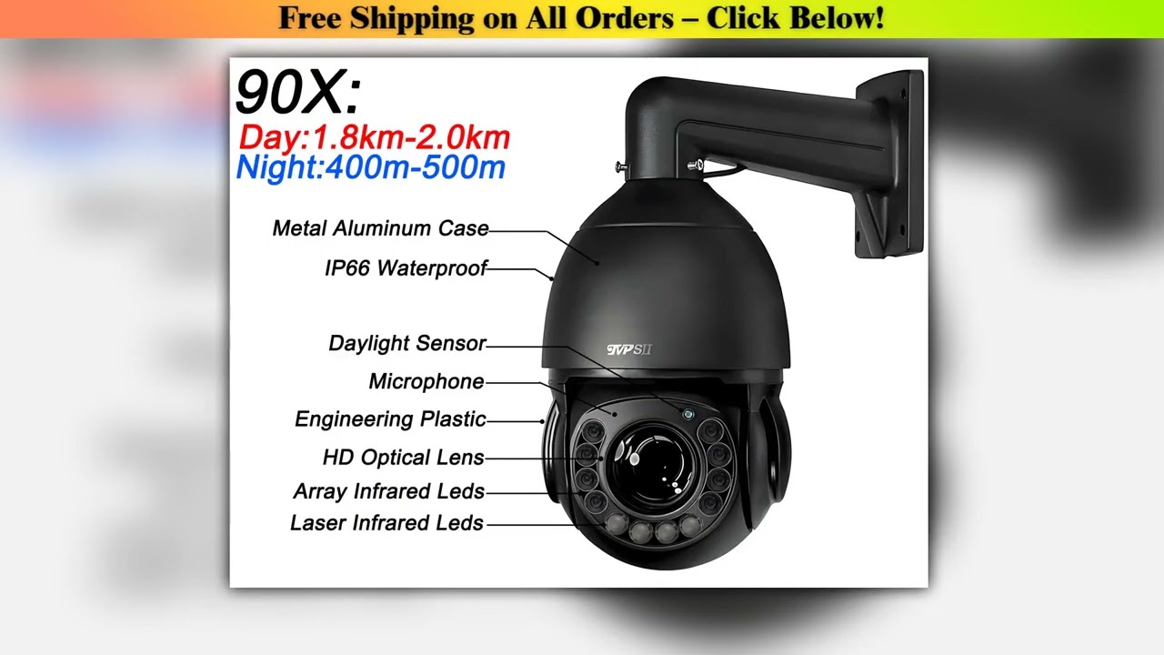 Max.512G Laser Infrared Metal Auto Tracking Cruise 8MP 4K 90X Optical Zoom 360 Audio POE PTZ Speed