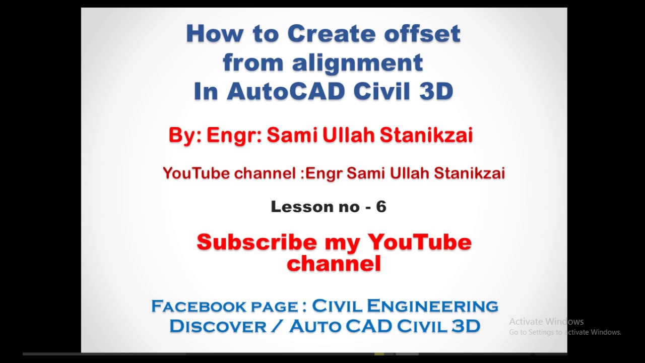 AutoCAD Civil 3D (part-6) offset from Alignment - YouTube