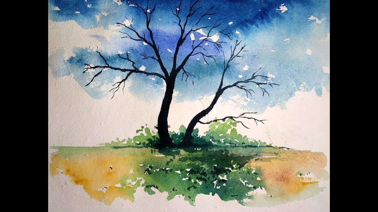 How to paint  a simple  tree Watercolor  painting  for 