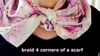♥スカーフの４つの角を編む！ braid 4 corners of a scarf
